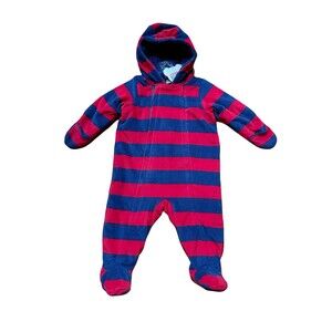Cuddle Bear Baby Boy Sherpa Fleece Bunting Snowsuit Size 9 Month Striped NEW